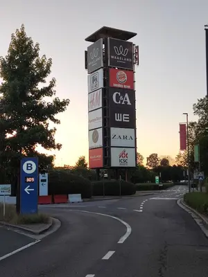 a large sign in the middle of a road at Gasthuis Puytvoet in Sint-Niklaas