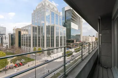 a view of a city street from a balcony at Apartment in Heart of Brussel City with Balcony View in Brussels