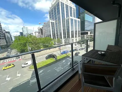a balcony with a view of a city street at Apartment in Brussels City with Beautiful View in Brussels