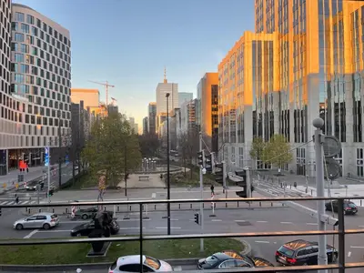 a view of a city with cars on a street at Apartment in Brussels City with Beautiful View in Brussels