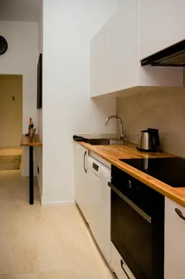 a kitchen with a sink and a stove at Beauty Suite in Brussels